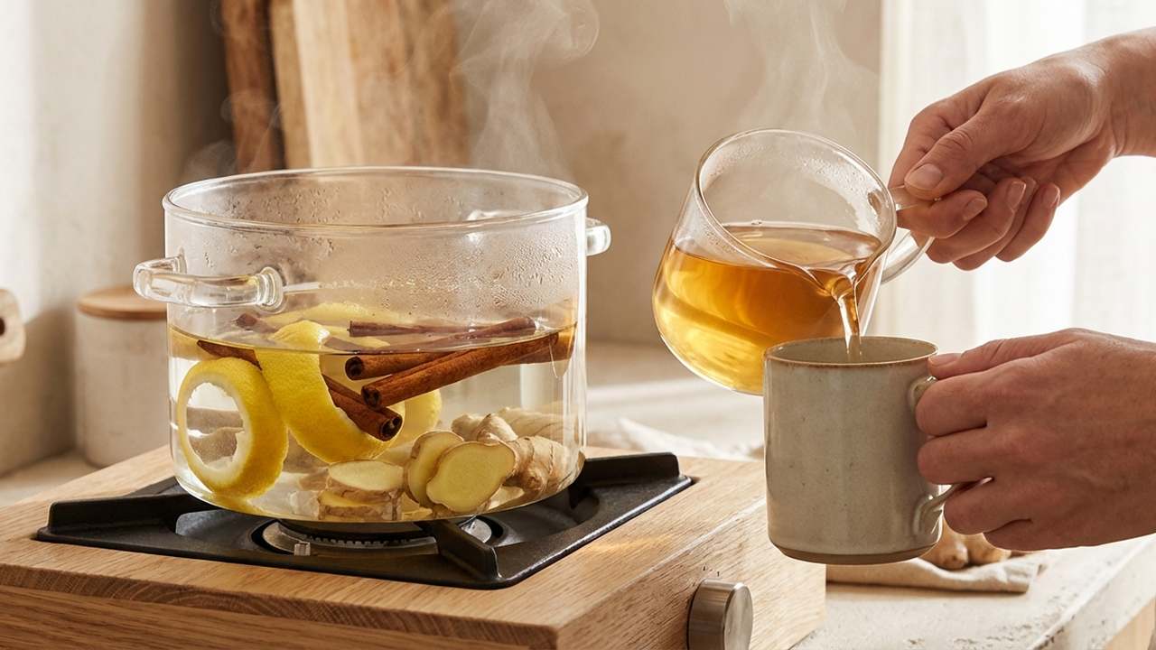 calentar canela con cáscara de limón