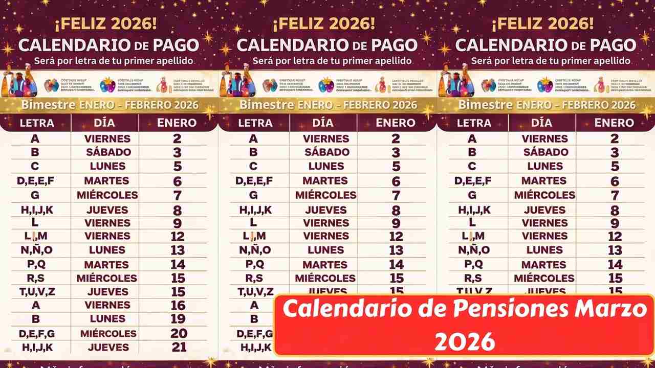 fechas oficiales del calendario de pensiones